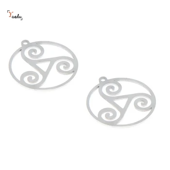 5pcs/lot Tripla Spirală Simbol farmecul Triskele Emblema Amuleta din oțel Inoxidabil pandantiv 26mm