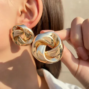 Simplu Moda Culoare De Aur Spirală Poftă De Mâncare Nod Cercei Pentru Femei Neregulate Metal Stud Cercei Bijuterii Accesorii De Petrecere
