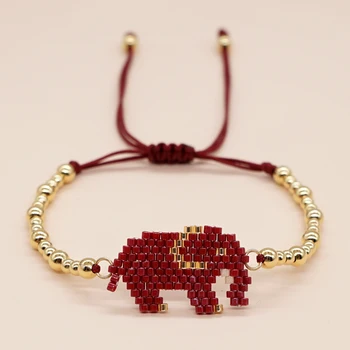 Go2boho Vinde Fierbinte Roșu Frânghie Brățară Reglabil de Cupru de 4mm Margele Elefant Model Brățară