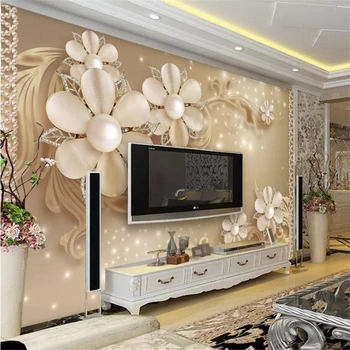 beibehang foto Personalizat tapet 3d simplu de lux European model de bijuterii de flori fondul TV de perete papel de parede tapet 3d