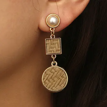 Tocona Perle de Epocă de Piatră, Cărămidă Încrustat Pătrat Rotund Cercei Pandantiv pentru Femei Geometrice Țesut Personalizate Cercei 5426