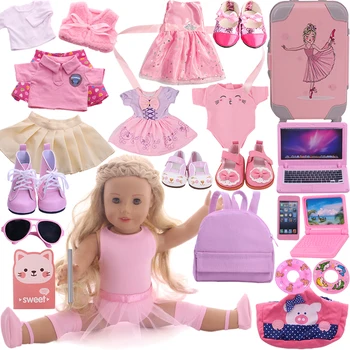 Balet roz Papusa Haine Accesorii Pentru 43Cm Născut Baby Doll 18 Inch American Papusa Jucării Pentru Fata Bebe Nascut Nenuco Generația Noastră