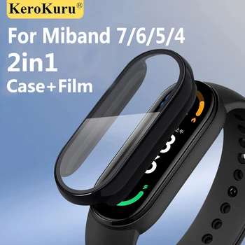 Caz de sticlă pentru Xiaomi Mi Band 4 5 6 7 Acoperi Folie de protectie Ecran Pentru Miband 7 6 5 Inteligente Watchband de Protecție Curea Brățară