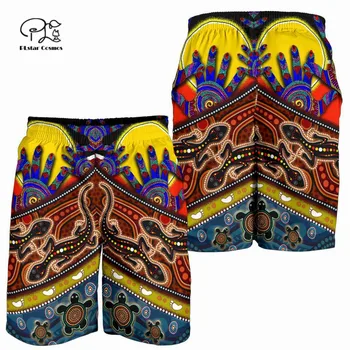 PLstar Cosmos Newfashion Nativ Culturii Naționale Tribal Australia Vară pe Plajă 3DPrint Unisex Casual pantaloni Scurți Stilul Streetwear-3