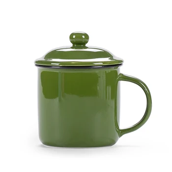 Cana ceramica Imitație de email Retro Vintage ceasca Cu capac Cadou Personalizat LOGO-ul Clasic nostalgie cani de Cafea cu capac cesti de ceai