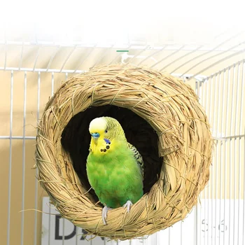 1 buc Manual Naturale Paie Cuib de Pasăre Porumbel Casa Papagal Cuib Cald de Companie Dormitor Curte Animale Mici Cuști de Păsări