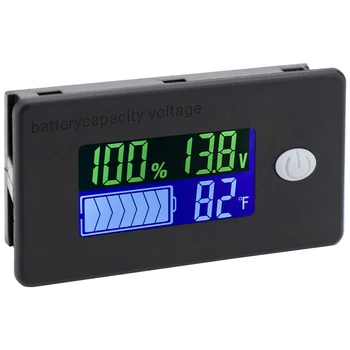 Capacitatea bateriei Monitor 10-100V Contor Baterie 12V 24V 48V Procent de Tensiune Fahrenheit Indicator de Temperatura Metru