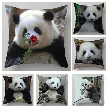 Personalizabil Față De Pernă Panda Drăguț Imprimate Față De Pernă Față De Pernă Pătrată Dormitor Decor Acasă Cadou