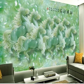wellyu Personalizate frescă mare cal pentru succesul de jad sculptură opt Chun Figura TV de perete tapet papel de parede