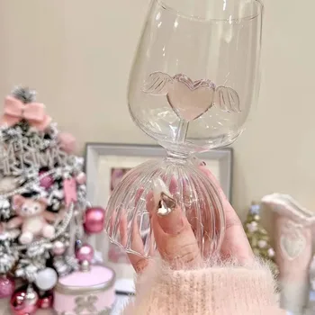 300ml Nordic Pahar de Vin Roșu Pocalul De 4 Bucăți Set Pahar de Cocktail Cupa Inima Roz Cu Aripi Cupă de Șampanie Pentru Fete Femei Partid