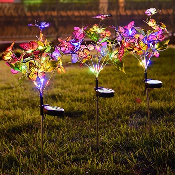 Noile Lumini Solare de Gradina Solar Fluture Floare Lumini în aer liber rezistent la apa Culoare Schimbare Decoratiuni pentru Curte Cale Gazon