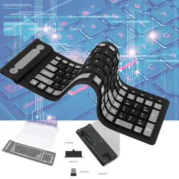 Portabil 2.4 G Wireless Keyboard Flexibil Rezistent la apa Moale din Silicon Mini Pentru PC, Laptop de Gaming Desktop Smartphone