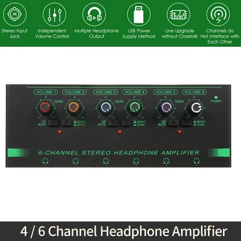 4/6 Canale Stereo Amplificator pentru Căști Mini Portabil de Casti Splitter Ultra Low-Zgomot Mixer Audio pentru Studio de Înregistrare Monitor