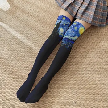 Noua Moda Tipărite Șosete Lungi Femei Coapsa Inalta Șosete Peste Genunchi Ciorapi Japoneze Lolita Doamnelor Fete Genunchi Șosete Mari