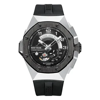Recif Tiger barbati ceas automată,brand de lux mens ceasuri 10bar impermeabil punk mecanice ceasuri de mana sekelton luminos RGA95S7