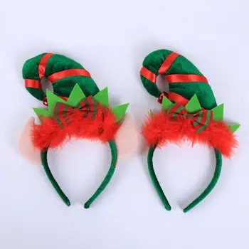 Copii Adulți Moș Crăciun Elf Pălărie de Păr Hoop Incuietoare Contrast de Culoare Arc 449B
