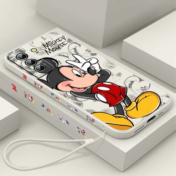 Mickey Minnie Drăguț Caz de Telefon Pentru Samsung Galaxy S23 S22 S21 S20 S9 S10 Ultra Plus Pro FE Lichid Stânga Coarda Caz de Telefon Coque Capa