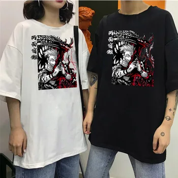 Jujutsu Kaisen T-Shirt Sukuna Print Cu Maneci Scurte Stil Harajuku Anime Print Top Casual Crewneck Top