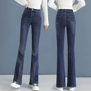 Ușor Evazate Pantaloni Cu Un Bleg Simt Nou Primăvara Și Toamna Stil 2023 Versatil Slim Denim Pantaloni Evazate