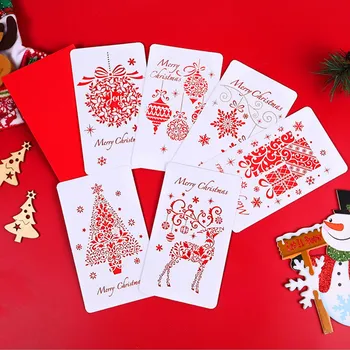 6pcs/set Stil Chinezesc de Tăiere Hârtie Crăciun Fericit Carduri de Pliere Xmas Binecuvântare plic felicitare pentru Anul Nou Cadou de Crăciun