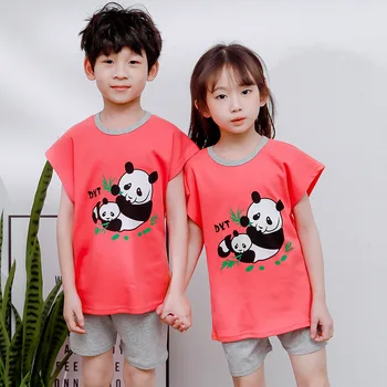 2023 Copii Vara Seturi de Haine Fetita din Bumbac pijama Maneca Scurta Baieti Pijamale Animal Zebra Panda Pijama Set 2 la 10 Ani