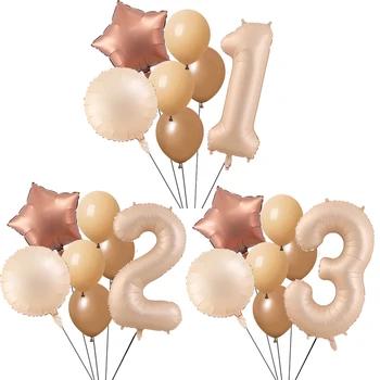 7pcs 40Inch Culoare caramel Numărul Balon cu Heliu Piele Maro Latex Ballon Copil de Dus 1 2 3 4 Anul Petrecere de Aniversare pentru Copii Decor