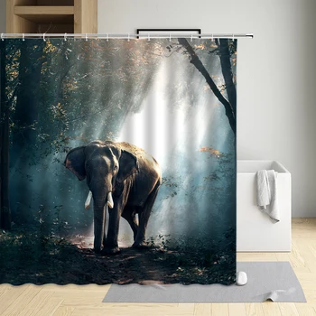 Elefant Peisaj Perdea De Duș Moderne Eco-Friendly Material Din Poliester Rezistent La Apa Pânză Cadă Decor Ecran Cu Cârlig Lavabil