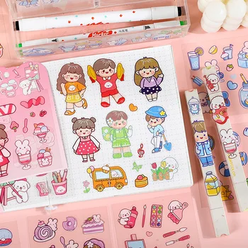 10buc animale desene animate Drăguț fată Autocolante Decorative impermeabil Autocolant Drăguț coreeană DIY Jurnal Album Stick Eticheta Școala de Papetarie