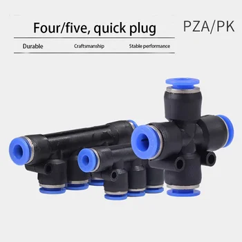 Racord rapid PZA cu patru PK cinci mod egal pneumatic diametru țeavă de gaz rapid conector adaptor 4/6/8/10/12mm 10 bucati