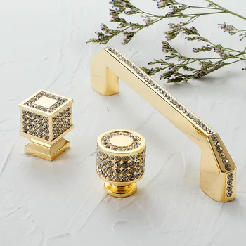 Modern, simplu de aur încrustat cu diamante se ocupe de garderoba sertar pantofi cabinet cabinet vin Europeană aliaj de zinc mâner de ușă