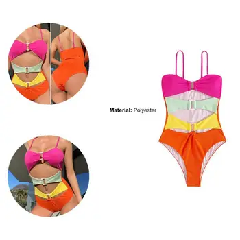Mix de Culoare Confortabil Contrast de Culoare Set de Bikini Rezistente la Uzură costum de Baie fara Spate pentru Hawaii