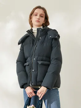 jos jacheta 2021 noua moda pentru femei scurte, Buzunar Mare cu Glugă Liber Feminin Îngroșa Cald Iarna Femeie Haine Casual Geci 84181