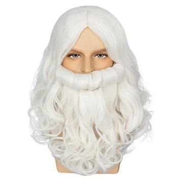 Santa Scurt Alb, Barba si Peruca Set Wizard Peruca pentru Crăciun, Halloween Cosplay