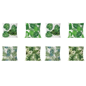 8Pcs Plantelor față de Pernă Tropic Copac Verde Pernă Acoperă Frunza de Palmier Perne Decorative de Flori Pernele de Acoperire 45X45cm