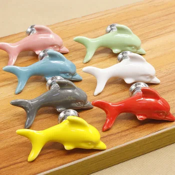 ceramica manere pentru mobilier butoane sertar cabinet de clanța ușii de la bucătărie se ocupe dulap copil delfin alb mare lume de desene animate trage