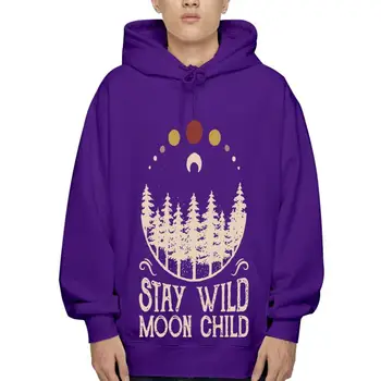 Hoodi Sta Wild Moon pentru copii Îmbrăcăminte exterioară pentru Femei din Bumbac Negru S-3Xl Fleece Hoody