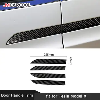 Pentru Tesla Model X 2015-2019 Fibra de Carbon Auto Manere Usi Exterioare Ornamente Autocolante Decorative, Huse de Protectie, 4 BUC/Set