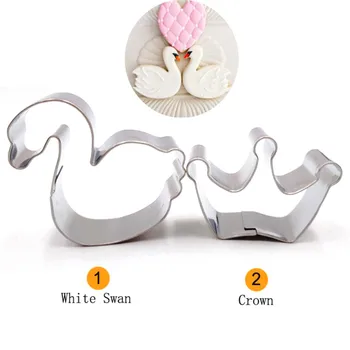 2 buc/set din Oțel Inoxidabil Cookie Cutter Romantic Princess Crown Swan Tort Petrecere Matrite tăiat Biscuit Copt Instrument de Mucegai Timbru