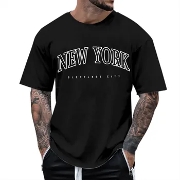 Y2k Topuri de Moda Scrisoarea Imprimate T-Shirt pentru Bărbați 2023 Casual de Vara de Agrement T-shirt O-Gat Maneci Scurte Tee Moale Îmbrăcăminte pentru Bărbați