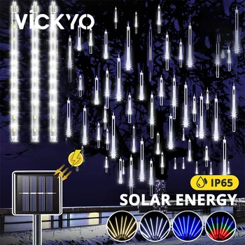VICKYO Solare Craciun cu LED-uri de Meteoriți Lampă în aer liber, Solar rezistent la apa Sloi de gheață Cascada de Lumini de Vacanță Balcon Decor Petrecere