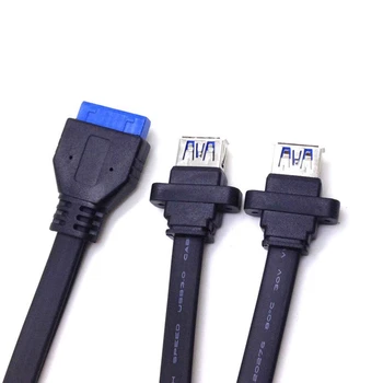 0,5 M Dual 2 Port USB 3.0 pe Panoul Frontal un Cablu de Extensie de Tip Feminin la 20 Pin Caseta Antet de sex Feminin Slot Cablu Adaptor
