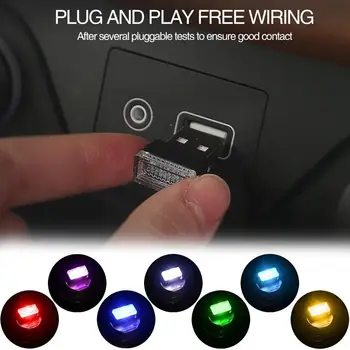 Mini USB Lumina LED-uri Auto Auto Interior Atmosferă Lumina de Iluminat Auto Lampă Auto Accesorii Colorate ABS Urgență As W8Z1