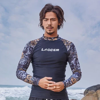 Bărbați Anti-uv cu Maneca Lunga-tricou Costum de Surf Întinde Aproape-Montaj Rapid-Uscare Înot, Surfing T-Shirt 2023