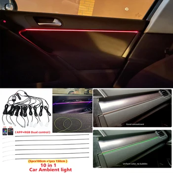 Acrilice Fibra Optica Lumini RGB Lumina Ambientală Sunet de Comandă Cu 12V Bricheta Auto de Interior Decorative Atmosfera Lampa