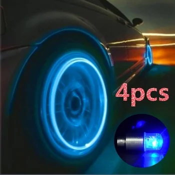 Cool Accesorii Auto Biciclete Consumabile Neon Albastru, Stroboscop LED Cauciucuri Valve Caps-4BUC