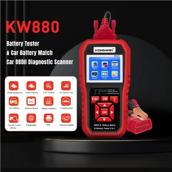 KONNWEI KW880 Auto OBD2 Instrumente de Diagnosticare Auto Diagnoza Instrument Baterie Detector Baterie de Potrivire a Trei Funcții Într-Un singur