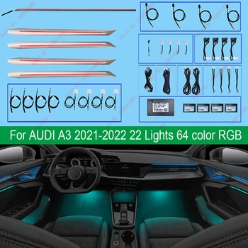 LED-uri de Interior Atmosferă Nouă Lumină Pentru Audi A3 2021-2022 30 culoare Lumină Ambientală Ușa Picior de Lumină Lumina tabloul de Bord Panou de Ușă de Lumină