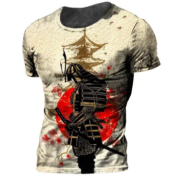 Vara cel Mai bun-de Vânzare 3D Printe Samurai Bărbați T-Shirt Street Punk Retro Personalitate O-Gat Maneci Scurte Supradimensionate T-Shirt Îmbrăcăminte