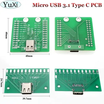 YuXi USB3.1 / USB 3.1 Tip-C Conector 24P 24Pin de sex Feminin Priza de Testare Placa Cu PCB Bord 12P+12P
