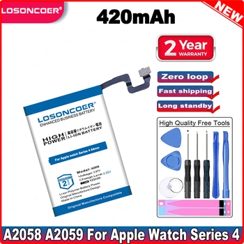 LOSONCOER A2058 A2059 420mAh Baterie Pentru Apple Watch Seria 4 Gen S4 GPS 40mm 44mmReal Baterii de Înlocuire, Reparare